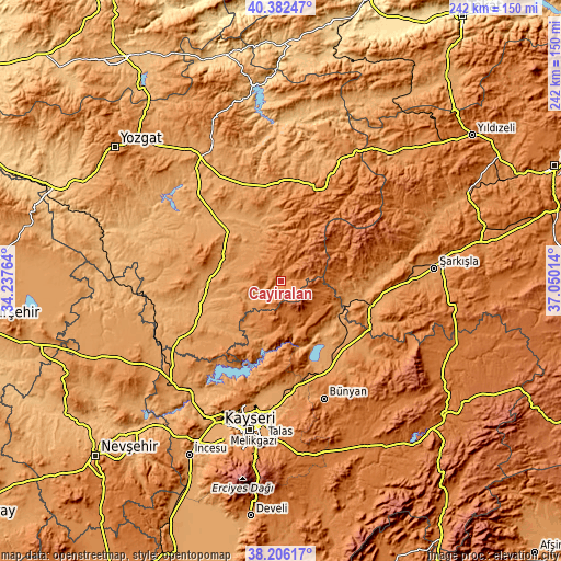 Topographic map of Çayıralan