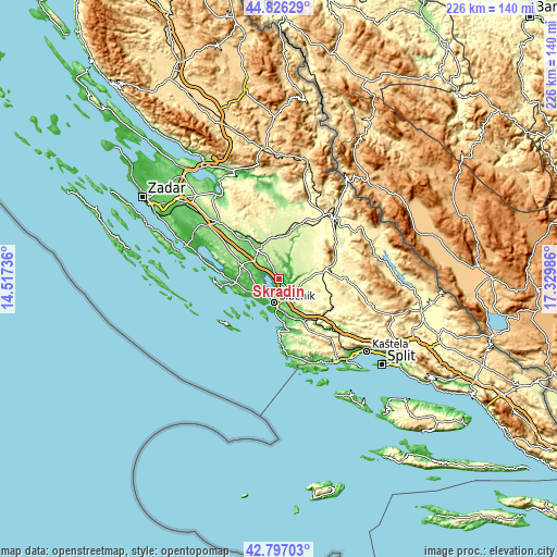 Topographic map of Skradin