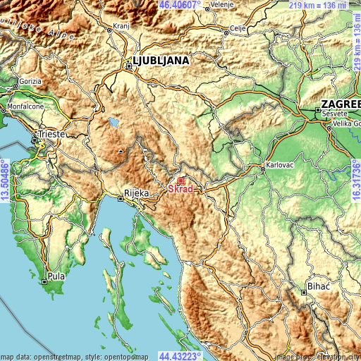 Topographic map of Skrad