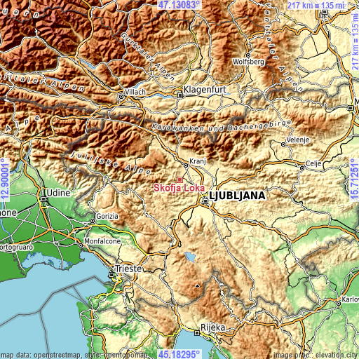 Topographic map of Škofja Loka