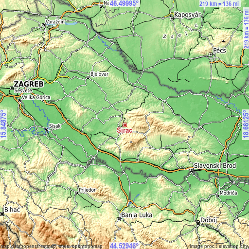 Topographic map of Sirač