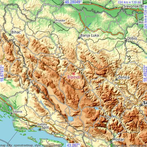 Topographic map of Šipovo
