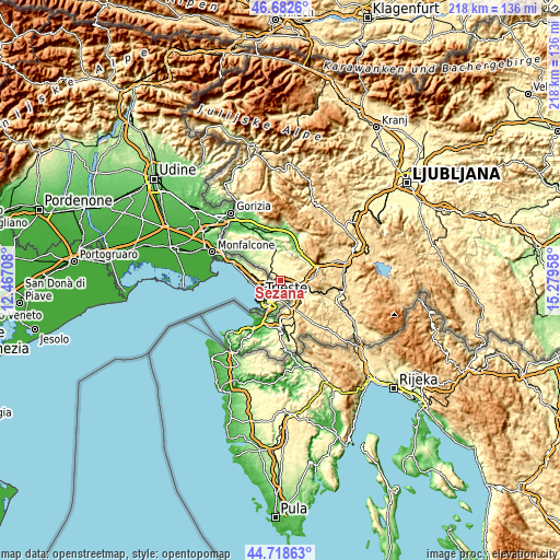Topographic map of Sežana