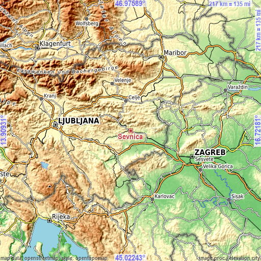 Topographic map of Sevnica