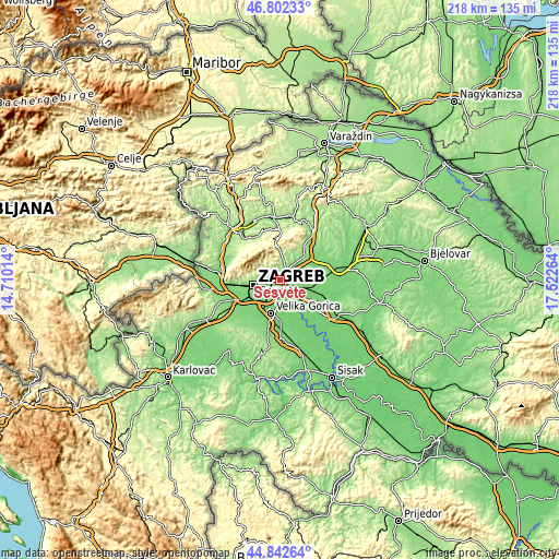 Topographic map of Sesvete