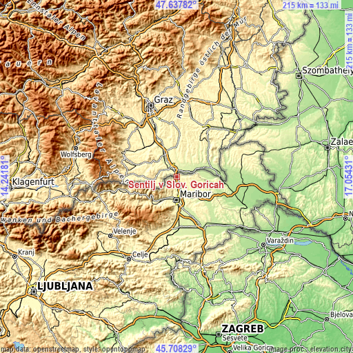 Topographic map of Šentilj v Slov. Goricah