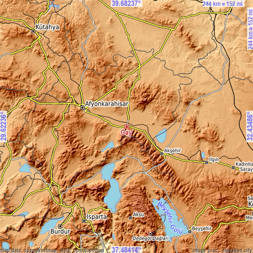 Topographic map of Çay