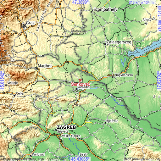 Topographic map of Šenkovec