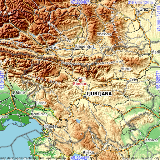 Topographic map of Šenčur