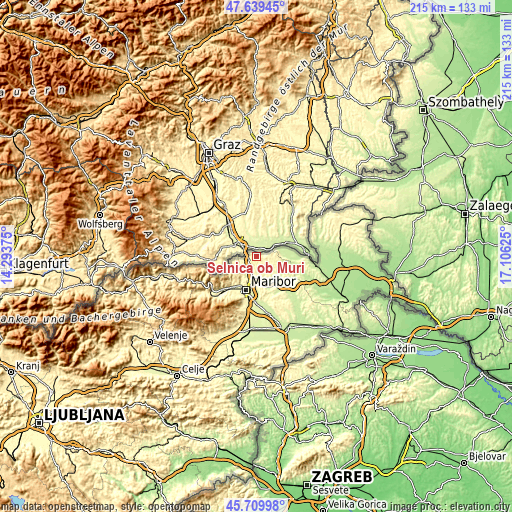 Topographic map of Selnica ob Muri