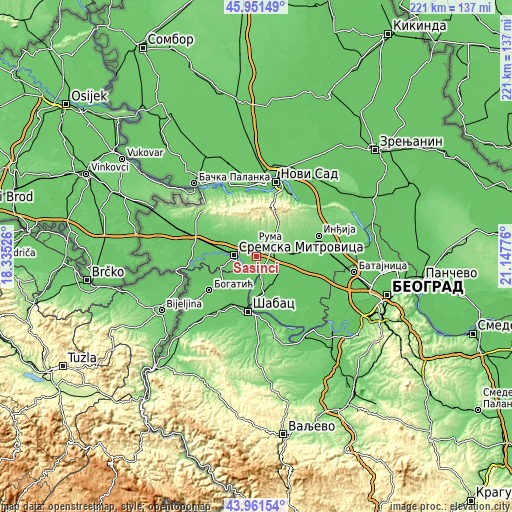 Topographic map of Šašinci