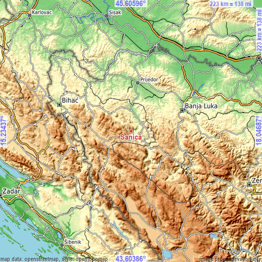 Topographic map of Sanica