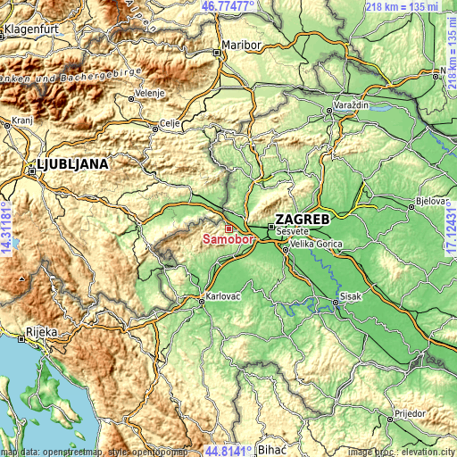 Topographic map of Samobor