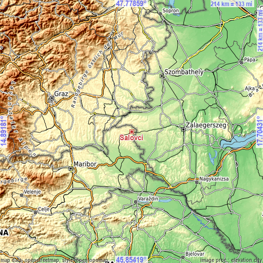 Topographic map of Šalovci