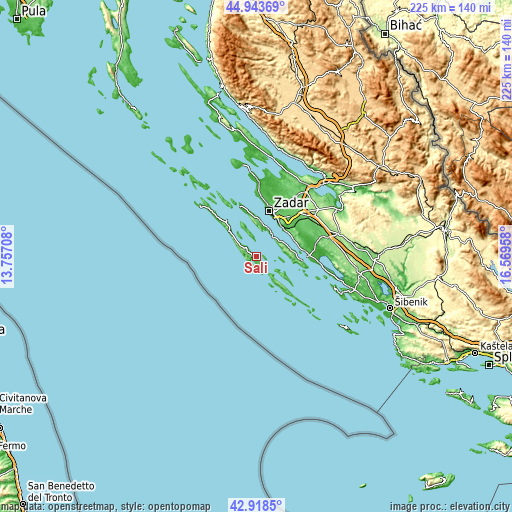 Topographic map of Sali