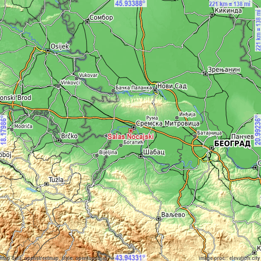 Topographic map of Salaš Noćajski
