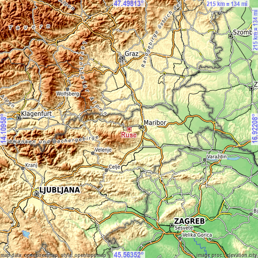 Topographic map of Ruše