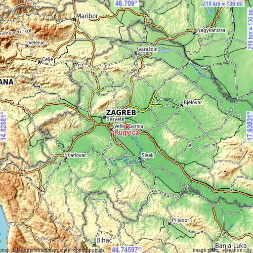 Topographic map of Rugvica