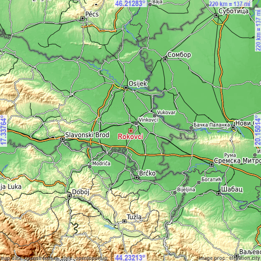 Topographic map of Rokovci