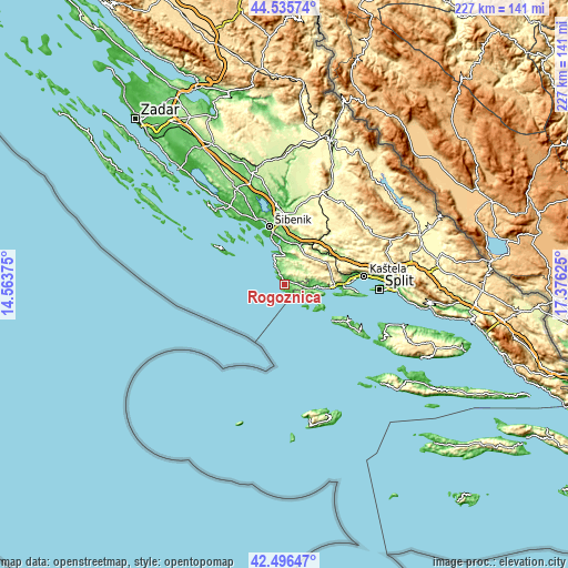 Topographic map of Rogoznica