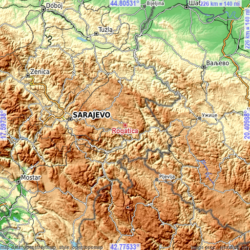 Topographic map of Rogatica