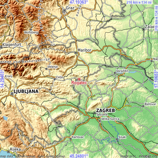 Topographic map of Rogatec