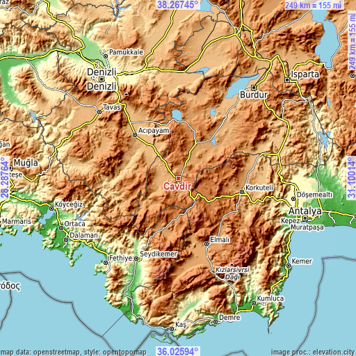 Topographic map of Çavdır