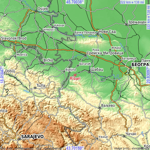 Topographic map of Ribari
