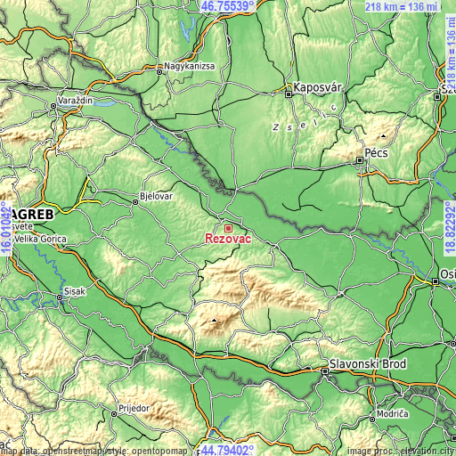 Topographic map of Rezovac