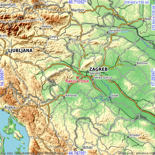 Topographic map of Rakov Potok