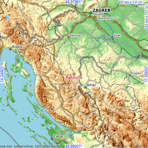 Topographic map of Rakovica