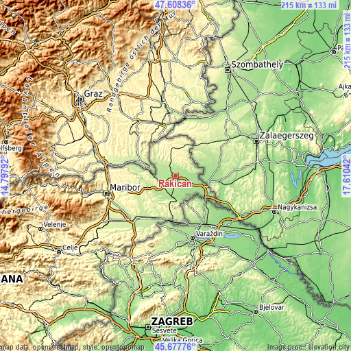 Topographic map of Rakičan
