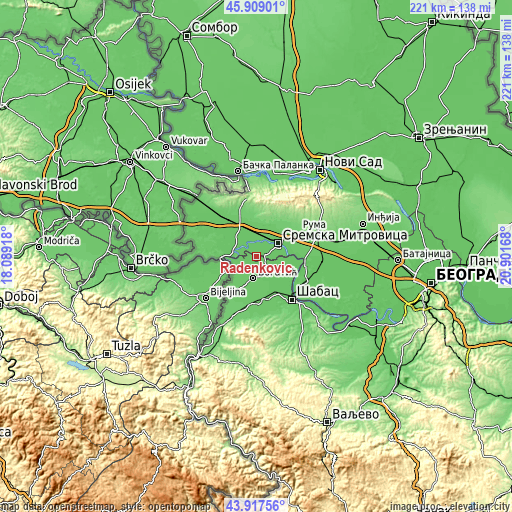 Topographic map of Radenković