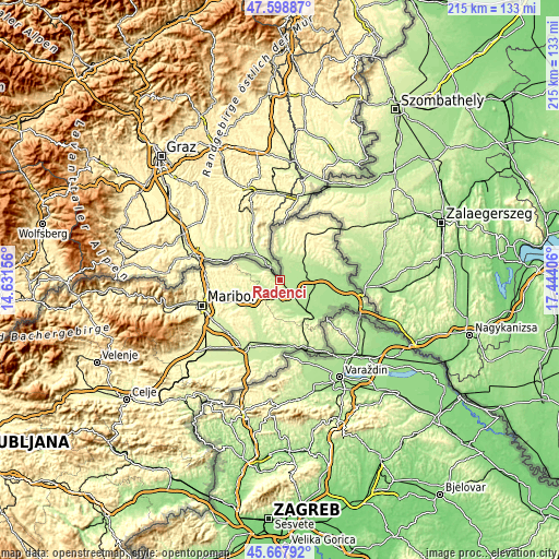 Topographic map of Radenci
