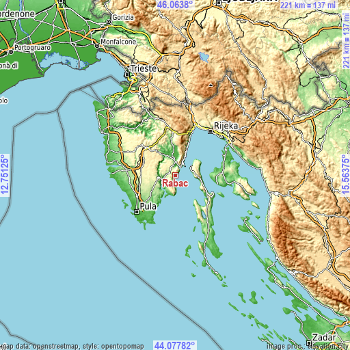 Topographic map of Rabac