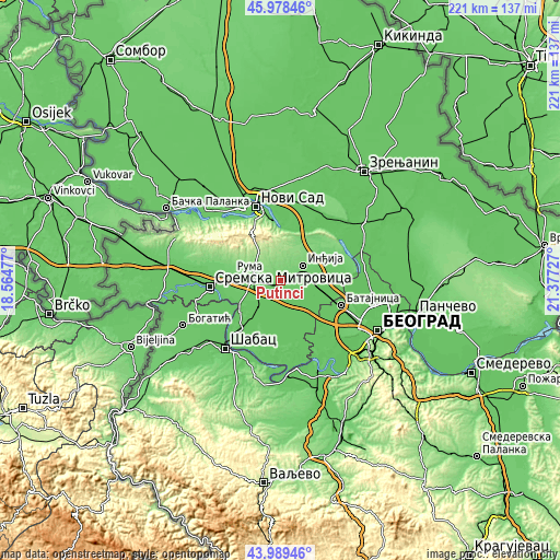 Topographic map of Putinci