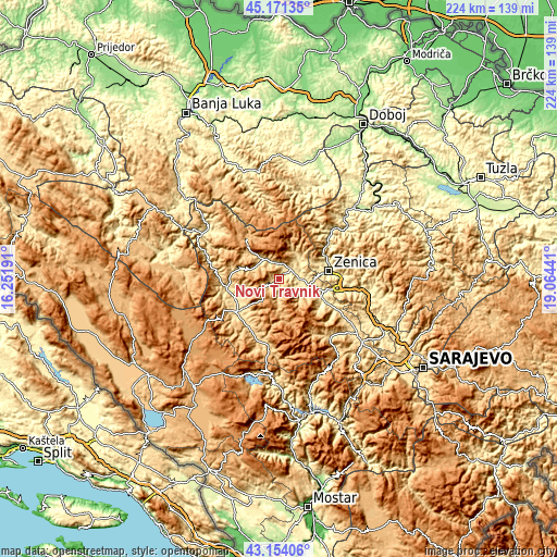 Topographic map of Novi Travnik