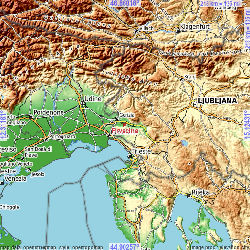 Topographic map of Prvačina
