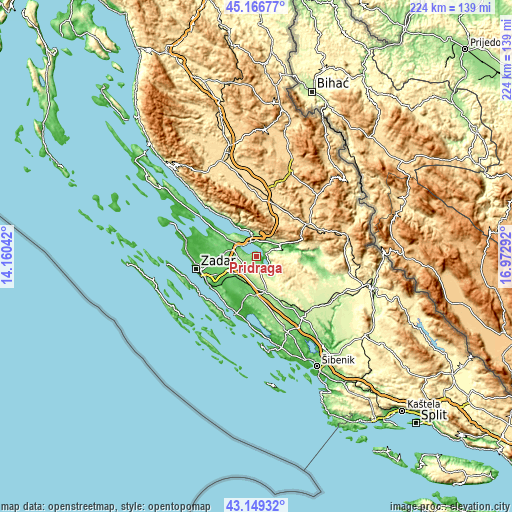 Topographic map of Pridraga