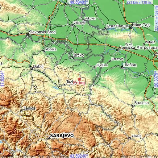 Topographic map of Priboj