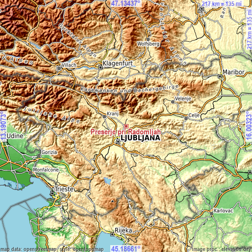 Topographic map of Preserje pri Radomljah