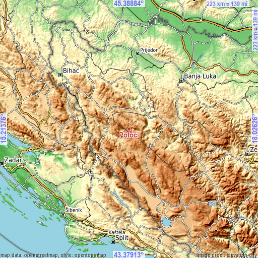 Topographic map of Potoci