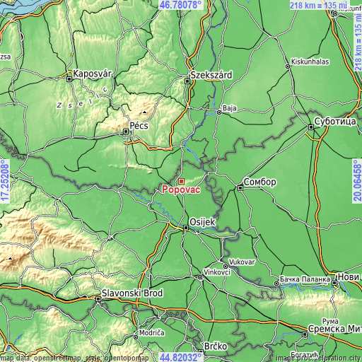 Topographic map of Popovac