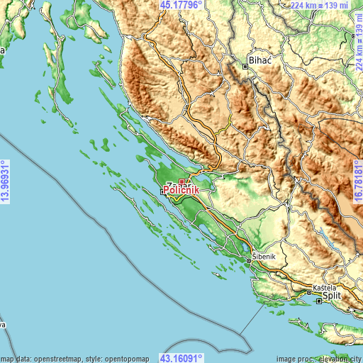 Topographic map of Poličnik