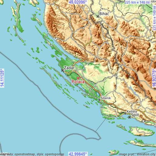 Topographic map of Polača