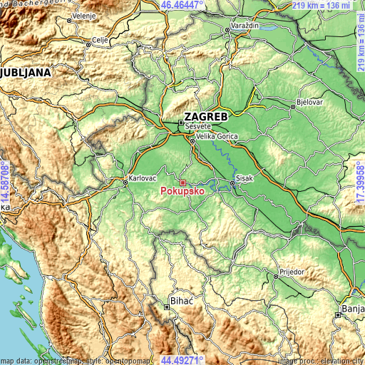 Topographic map of Pokupsko