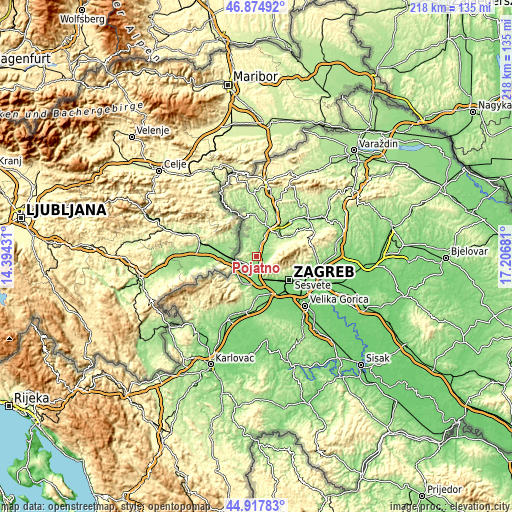 Topographic map of Pojatno