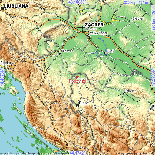Topographic map of Podzvizd