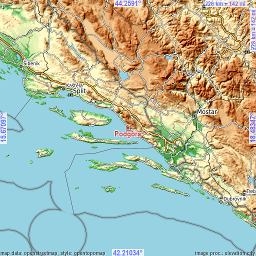 Topographic map of Podgora