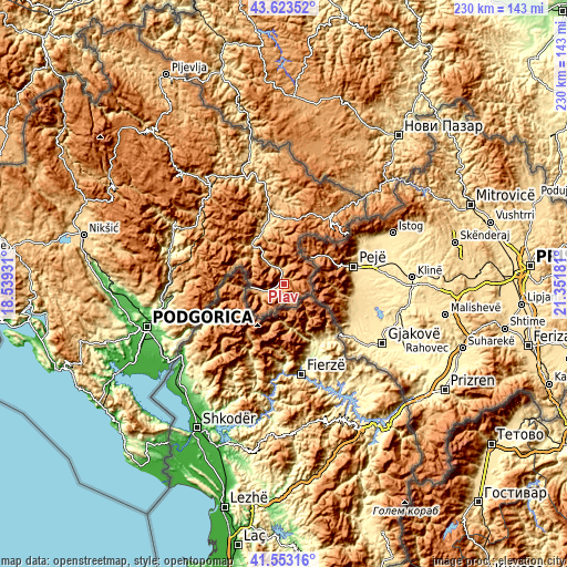 Topographic map of Plav